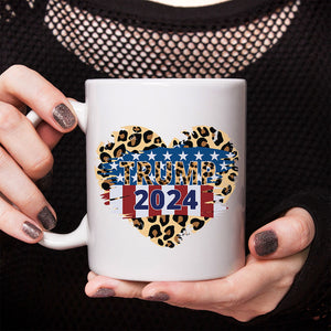 Trump 2024 With Leopard US Flag In Heart Mug HO82 62648