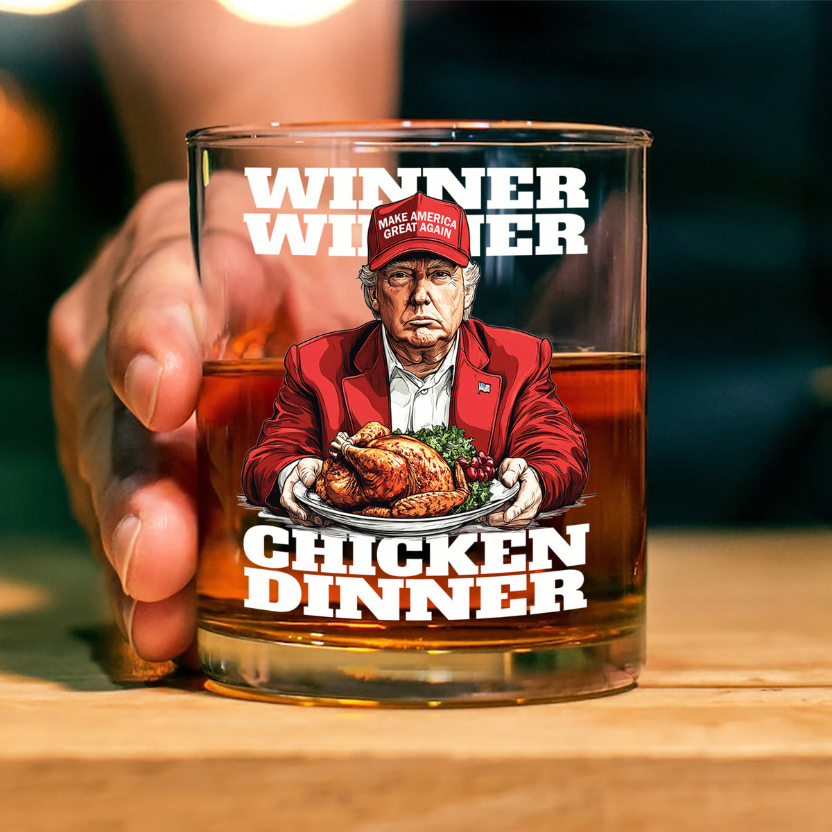 Make America Great Again with Trump Turkey Dinner Whisky Glass LM32 63901