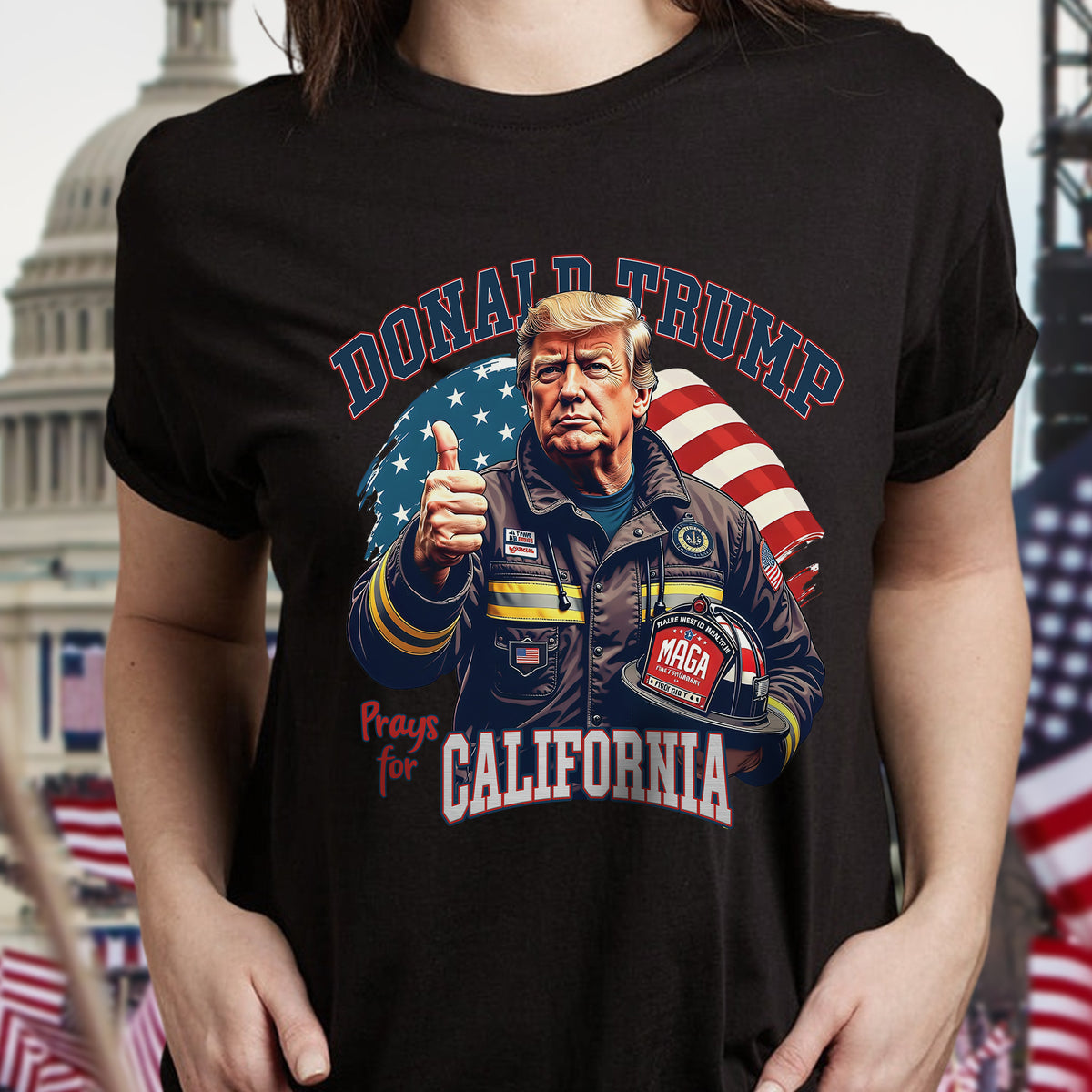 Donald Trump Prays for California Dark Shirt HA75 64304