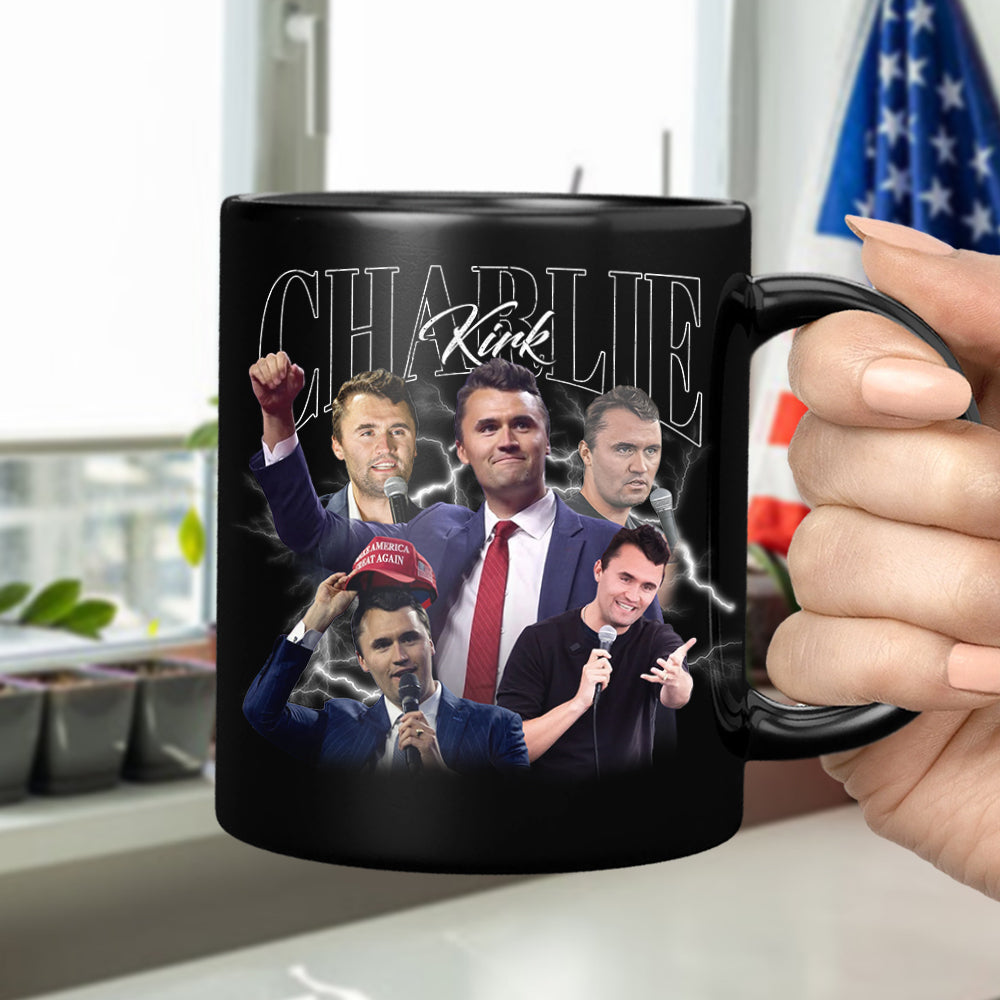 Patriotic Tribute to Charlie Kirk Vintage Black Mug LM32 65765
