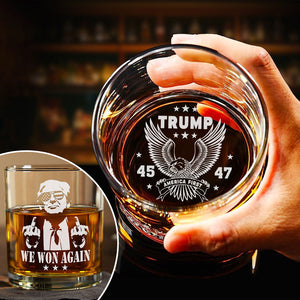 Trump Won 45 47 Engraved Whiskey Glass HO82 65294