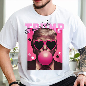 Funny Donald Trump Blowing Bubble Gum Pink Sun Glasses Bright Shirt LM32 65193