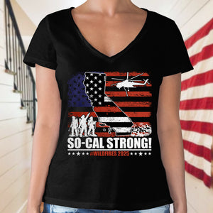 So-Cal Strong Wildfires 2025 California Firefighter With USA Flag Firefighting Volunteer Dark Shirt HO82 65686