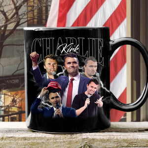 Patriotic Tribute to Charlie Kirk Vintage Black Mug LM32 65765