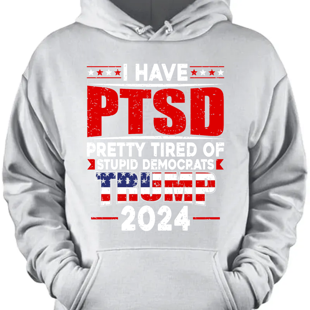I Have PTSD Pretty Tired Of Stup** Democrats Trump 2024 Dark Shirt K228 62427