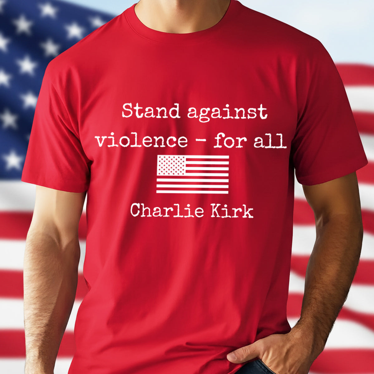 Charlie Kirk Stand Against Violence Dark Shirt LM32 65647