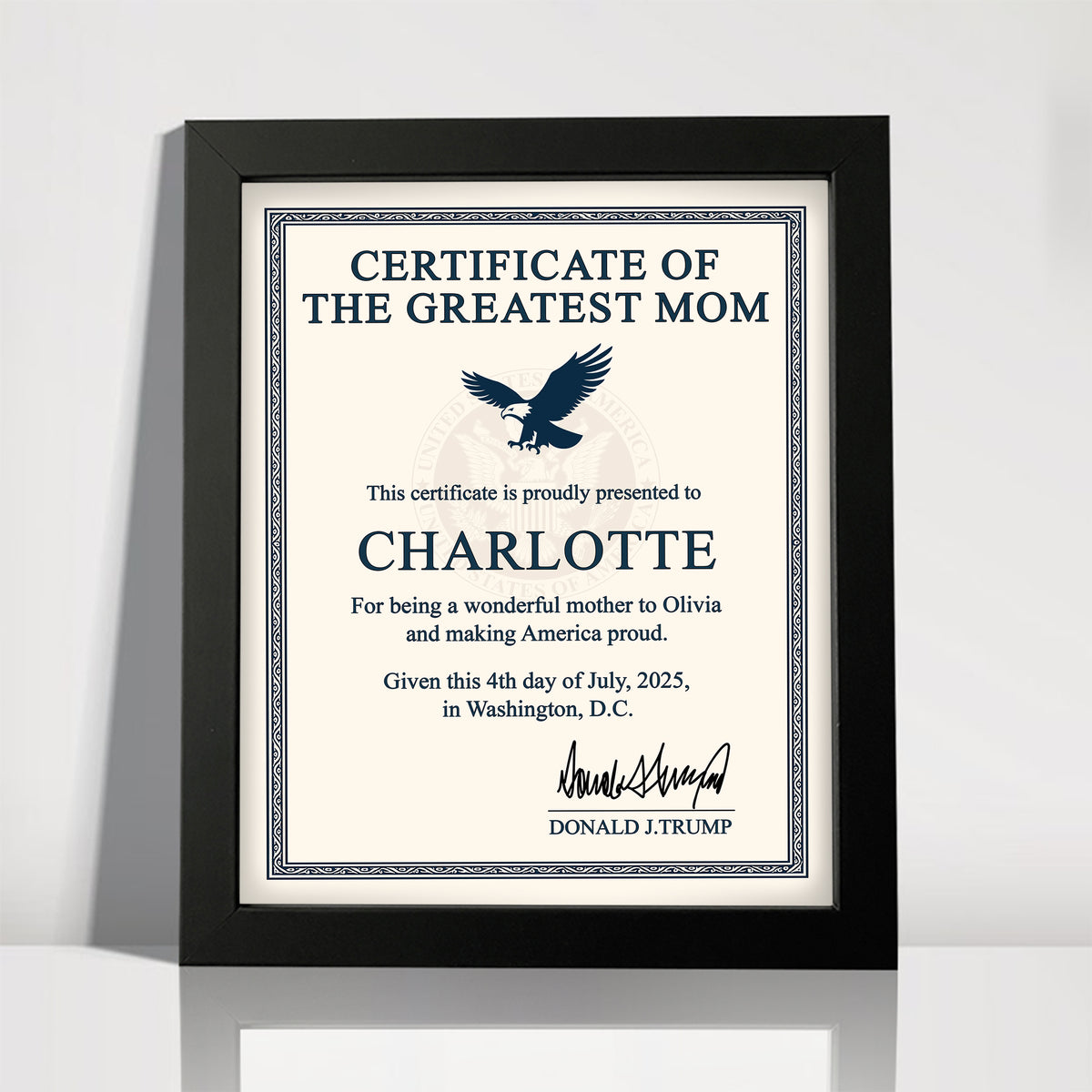 Personalized Certificate of The Greatest Dad, Mom Trump Picture Frame HA75 64610