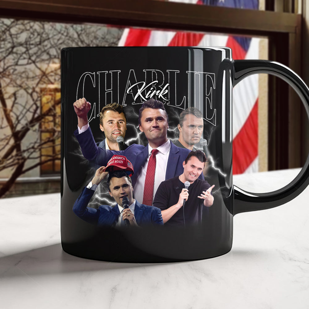 Patriotic Tribute to Charlie Kirk Vintage Black Mug LM32 65765