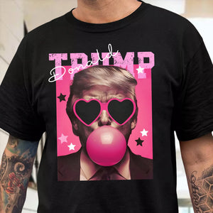 Funny Donald Trump Blowing Bubble Gum Pink Sun Glasses Dark Shirt LM32 65191