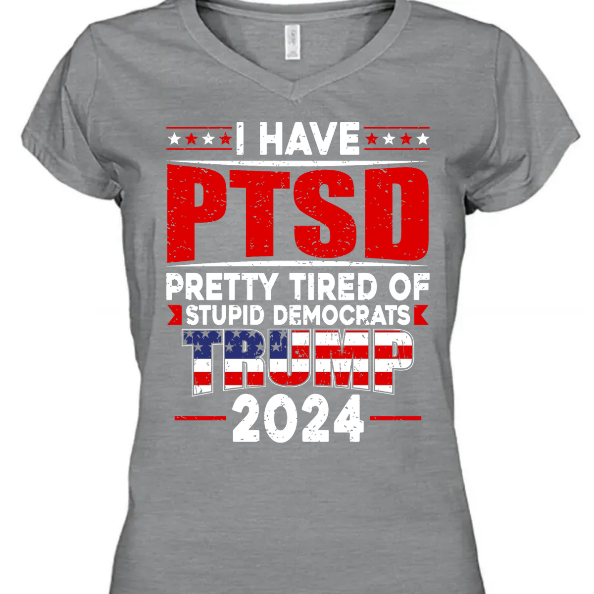 I Have PTSD Pretty Tired Of Stup** Democrats Trump 2024 Dark Shirt K228 62427