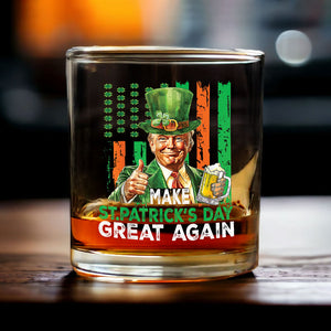 Donald Trump Beer Drinking Make St Patrick's Day Great Again Whiskey Glass LM32 65147