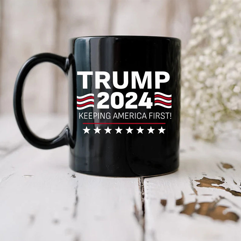Trump 2024 Keeping America First Black Mug HO82 62752