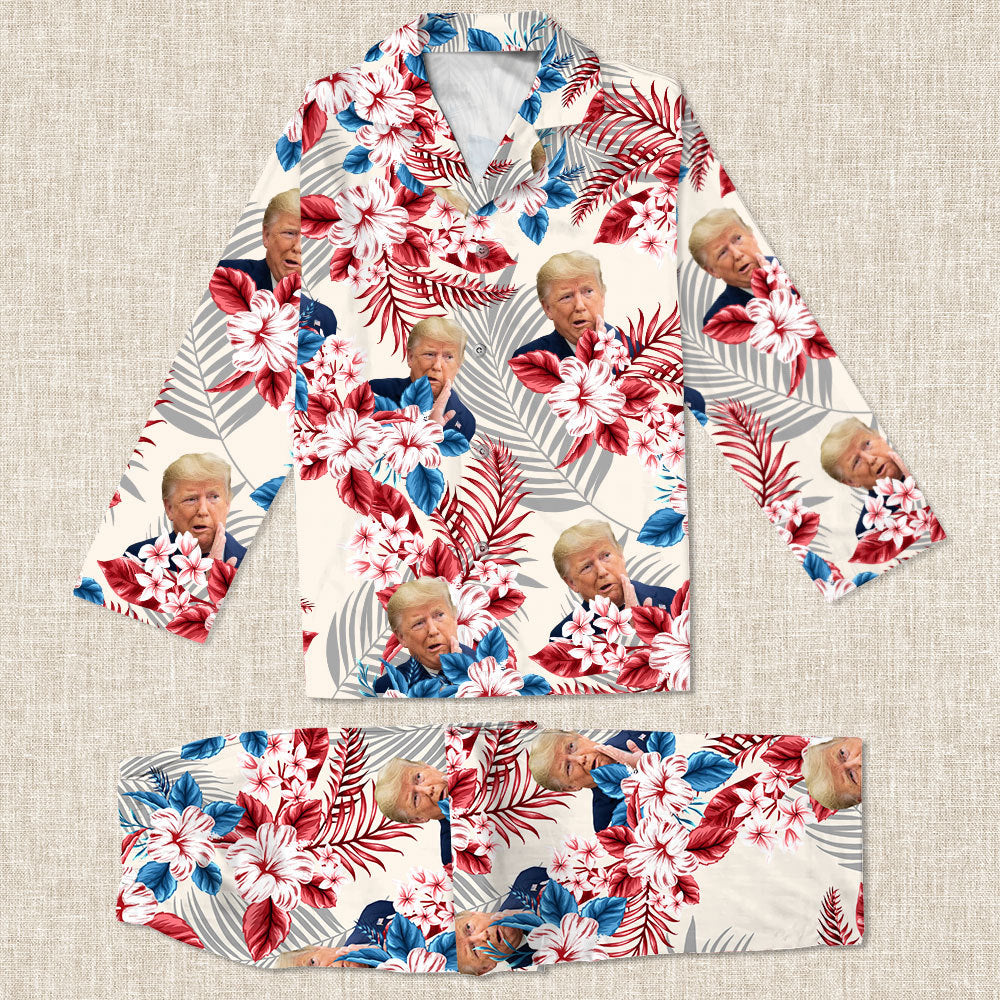 Custom Donald Trump Face With Hawaiian Pattern Pajamas T286 62450