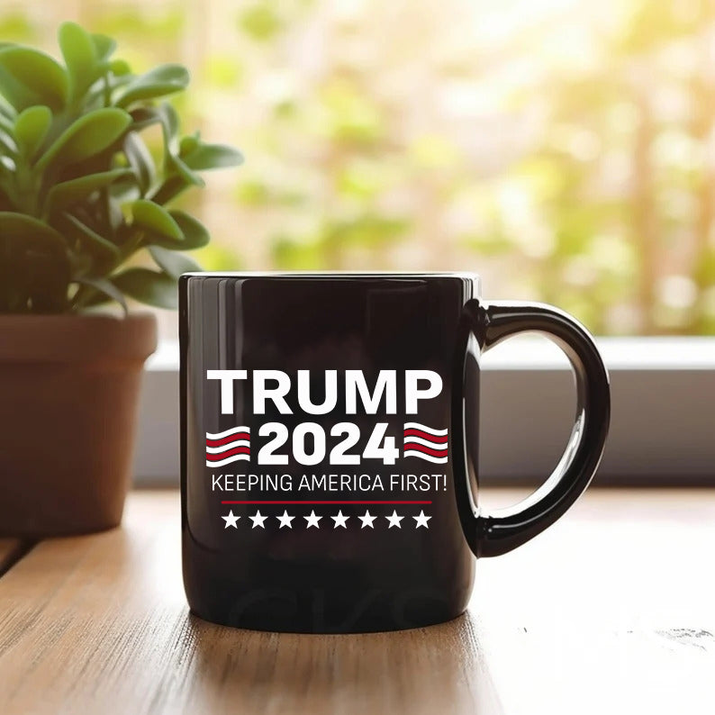 Trump 2024 Keeping America First Black Mug HO82 62752
