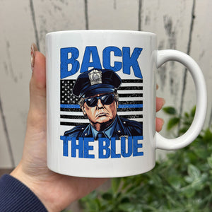 Trump Back The Blue White Mug, Police For Trump Mug HA75 64322