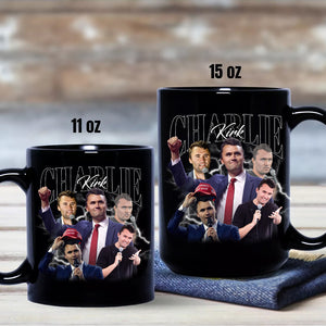 Patriotic Tribute to Charlie Kirk Vintage Black Mug LM32 65765