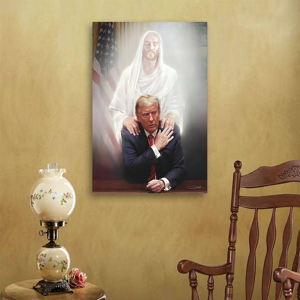 Jesus and Trump Wooden Framed Wall Art Perfect Gift, Wall Decor HA75