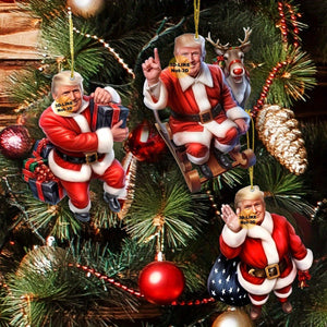 8Pcs/1Set Christmas TRUMP Dwarves 2D Acrylic Ornament Christmas Decorations, Funny Cute Christmas Trump HA75