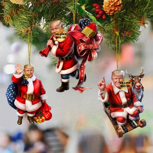 8Pcs/1Set Christmas TRUMP Dwarves 2D Acrylic Ornament Christmas Decorations, Funny Cute Christmas Trump HA75