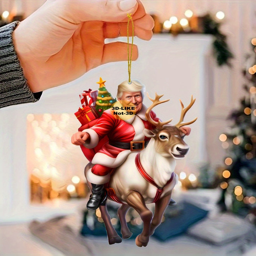 8Pcs/1Set Christmas TRUMP Dwarves 2D Acrylic Ornament Christmas Decorations, Funny Cute Christmas Trump HA75