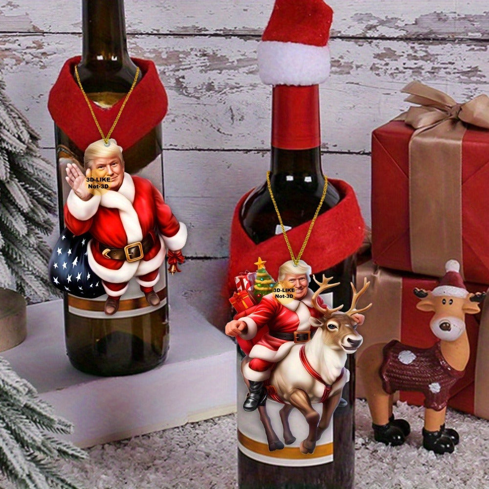 8Pcs/1Set Christmas TRUMP Dwarves 2D Acrylic Ornament Christmas Decorations, Funny Cute Christmas Trump HA75