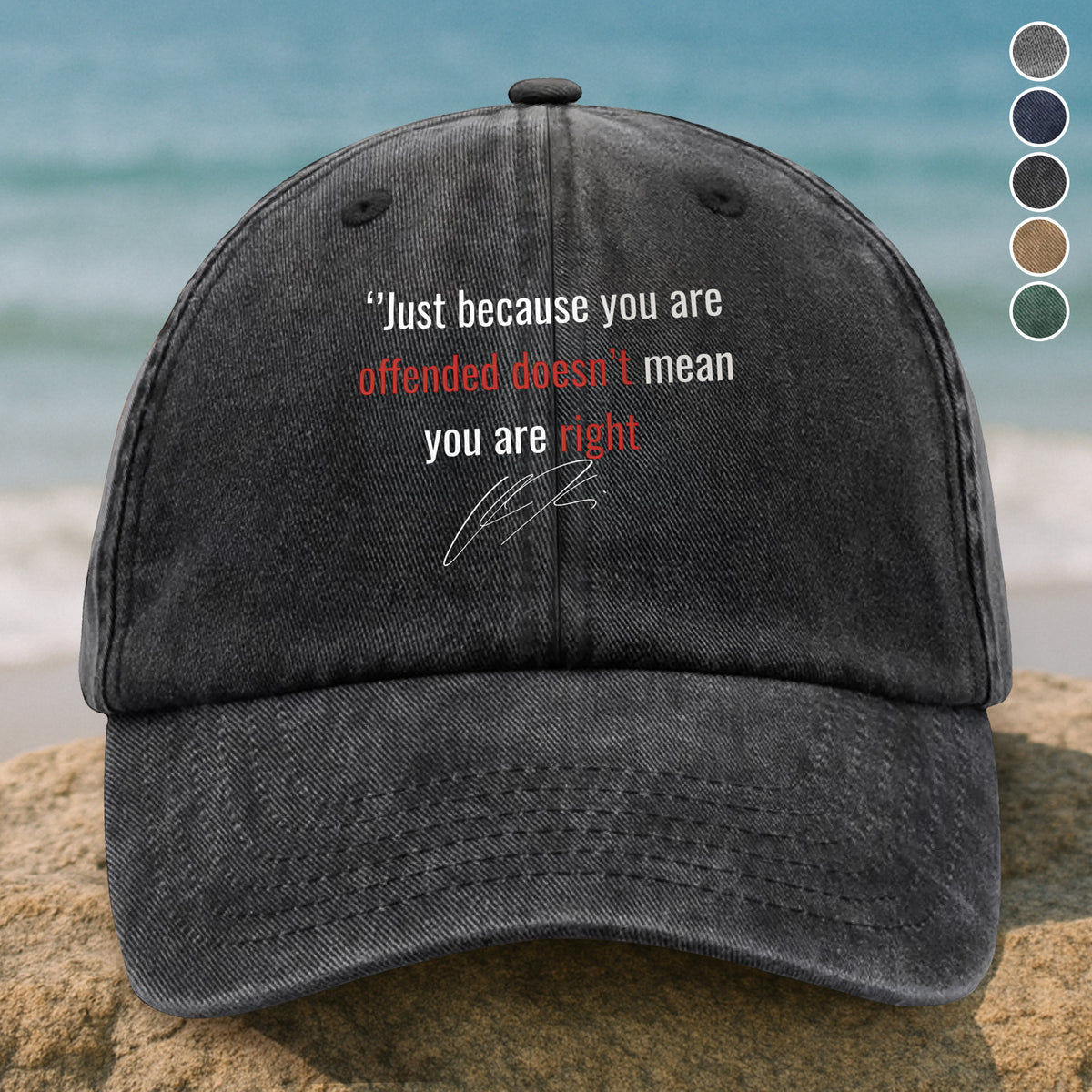 Just Because You Are Offended Doesn't Mean You Are Right - Charlie Kirk Washed Denim Baseball Cap HO82 65932