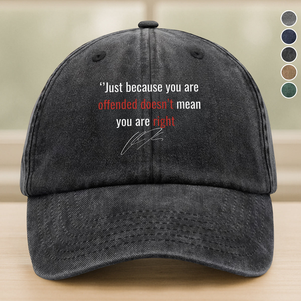 Just Because You Are Offended Doesn't Mean You Are Right - Charlie Kirk Washed Denim Baseball Cap HO82 65932