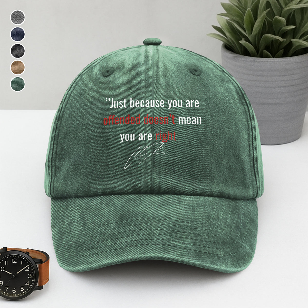 Just Because You Are Offended Doesn't Mean You Are Right - Charlie Kirk Washed Denim Baseball Cap HO82 65932