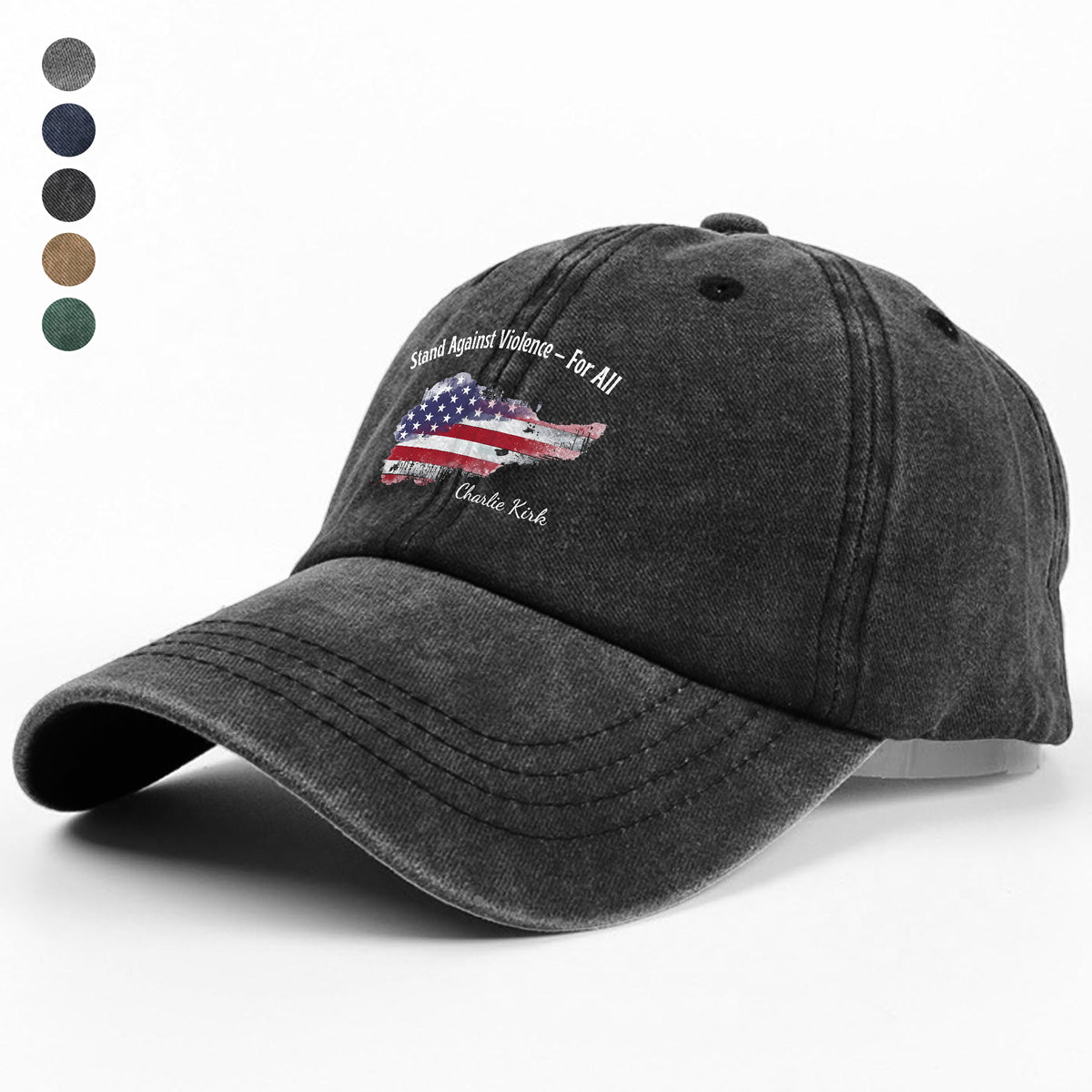 Stand Against Violence For All - Charlie Kirk Washed Denim Baseball Cap HO82 65936