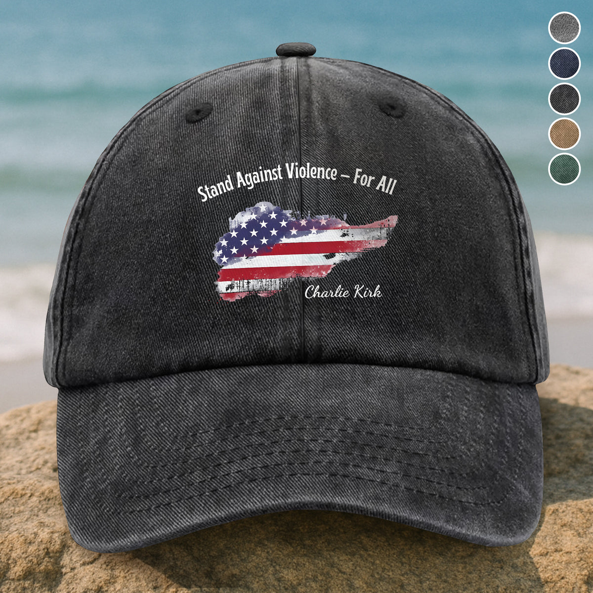 Stand Against Violence For All - Charlie Kirk Washed Denim Baseball Cap HO82 65936