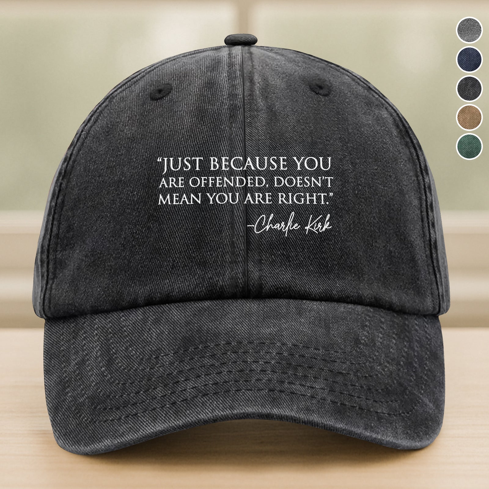 Pray For Charlie Kirk A True Patriot Washed Denim Baseball Cap HO82 65952