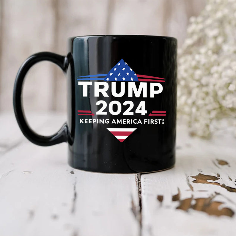 Keeping America First Trump 2024 Black Mug HO82 62758