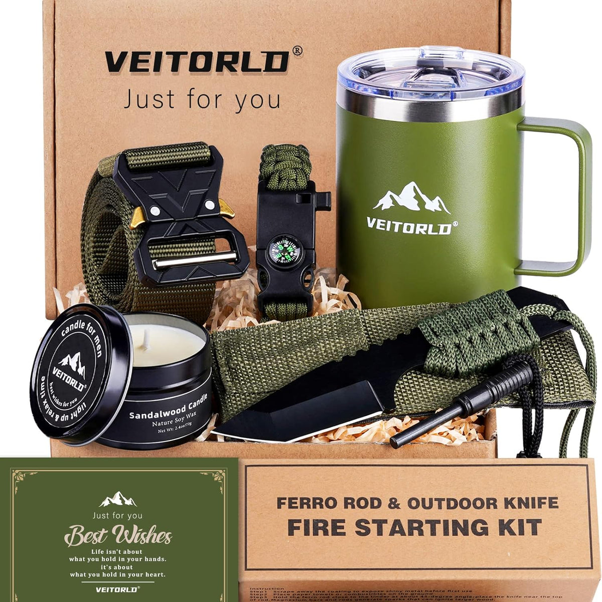 Gifts for Men Dad Husband Him Fathers Day, Survival Gear and Equipment 12 in 1, Survival Kits, Cool Unique Fishing Hunting Anniversary Birthday Gifts for Him Teen Boy Boyfriend Women