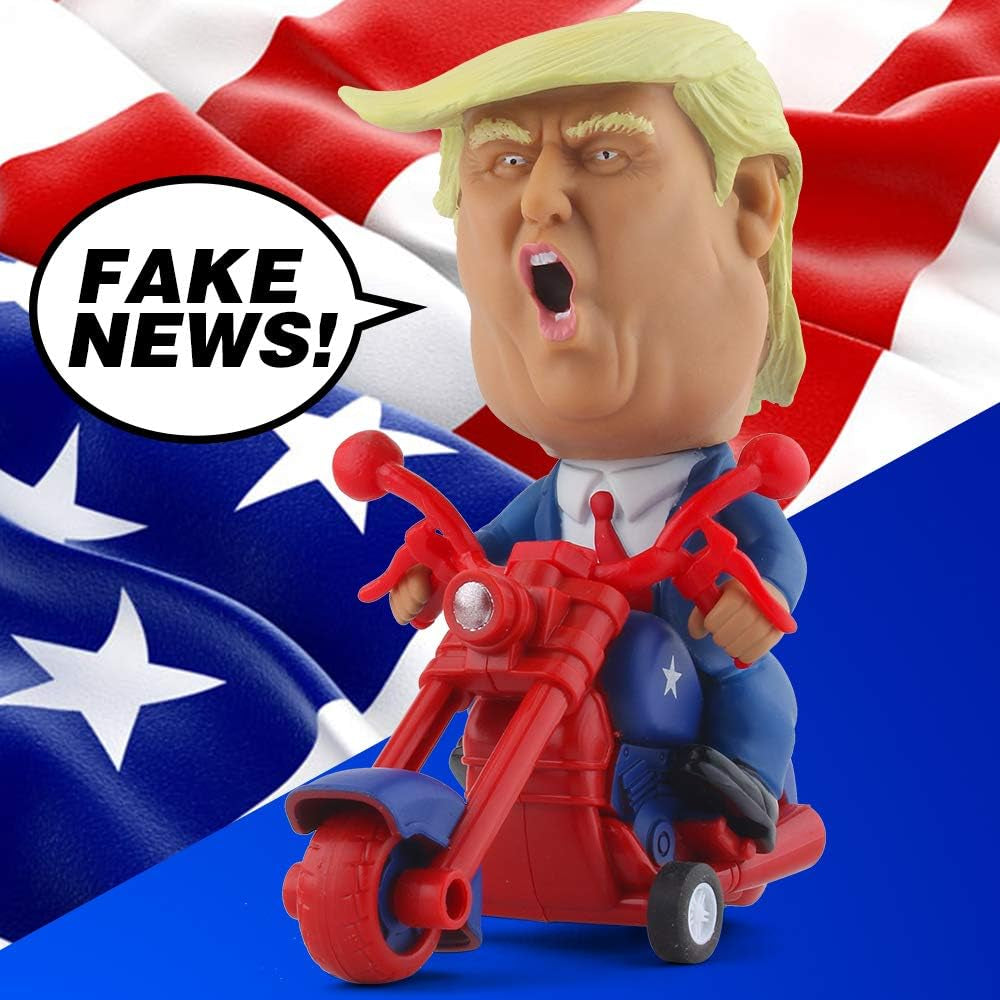 President Donald Trump 2024 Toy Figure Riding Motorcycle Funny Rev up Car Novelty Gag Gift for Trump Fans
