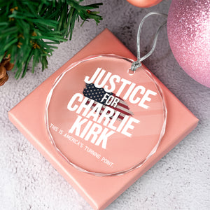 Justice For Charlie Kirk, This is America’s Turning Point Glass Ornament LM32 65599