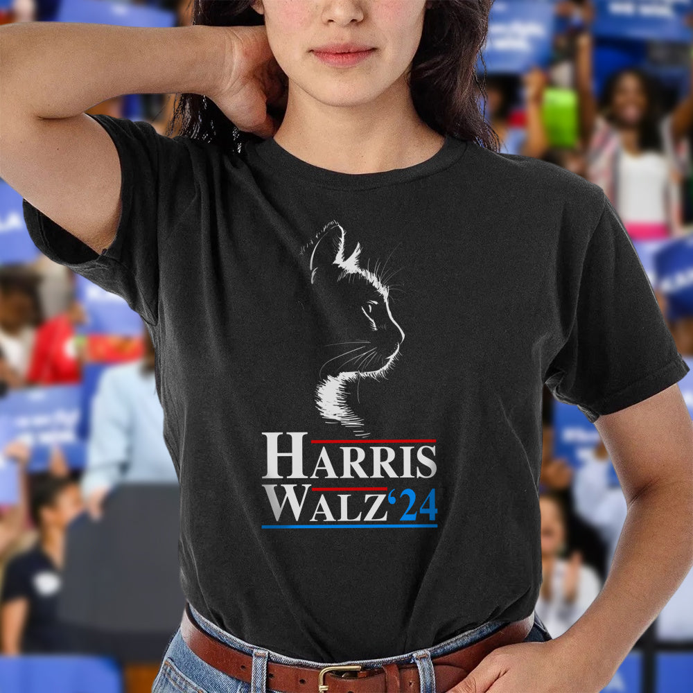 Harris Waltz 2024 Election Funny Cat Kamala Harris Dark Shirt HO82 65086