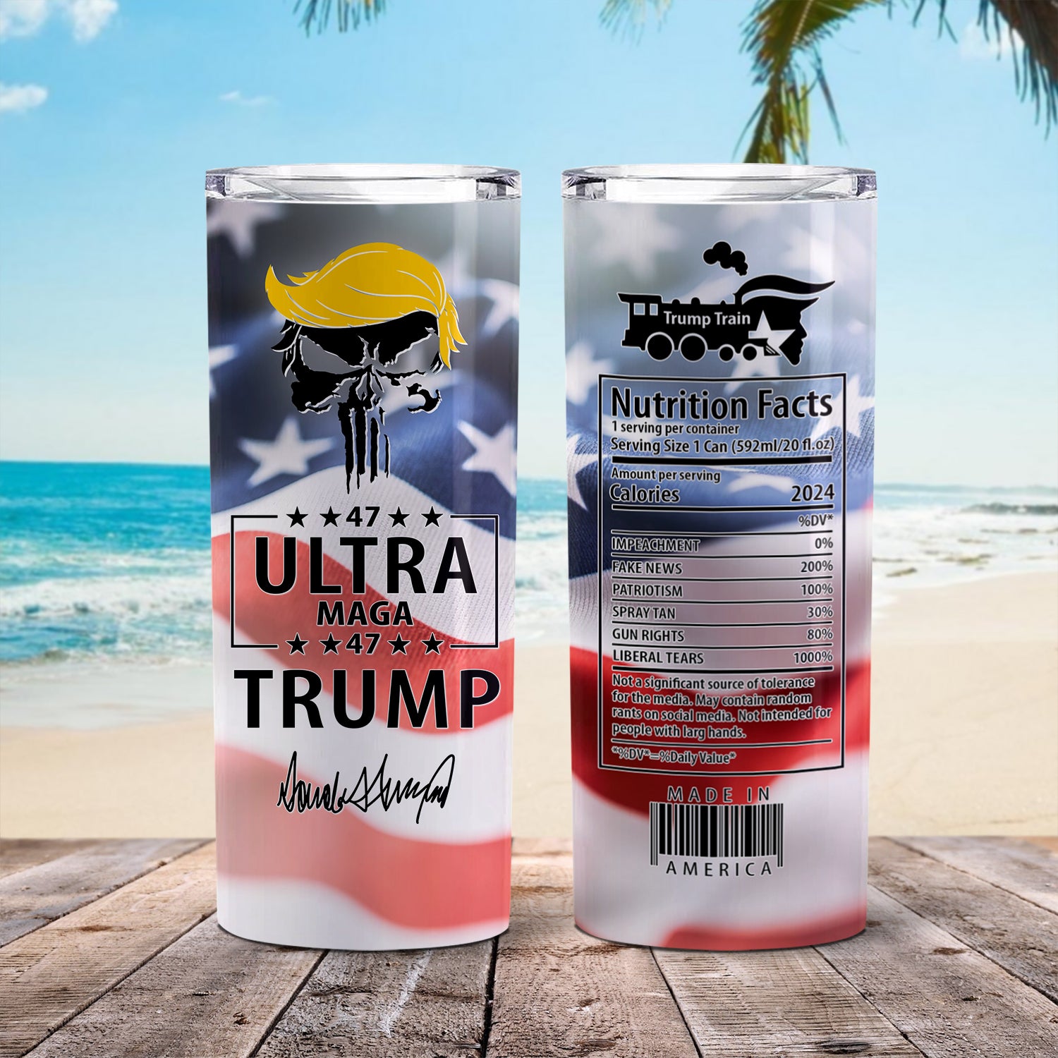 ULTRA MAGA 47, Trump Train Skinny Tumbler HA75 62966