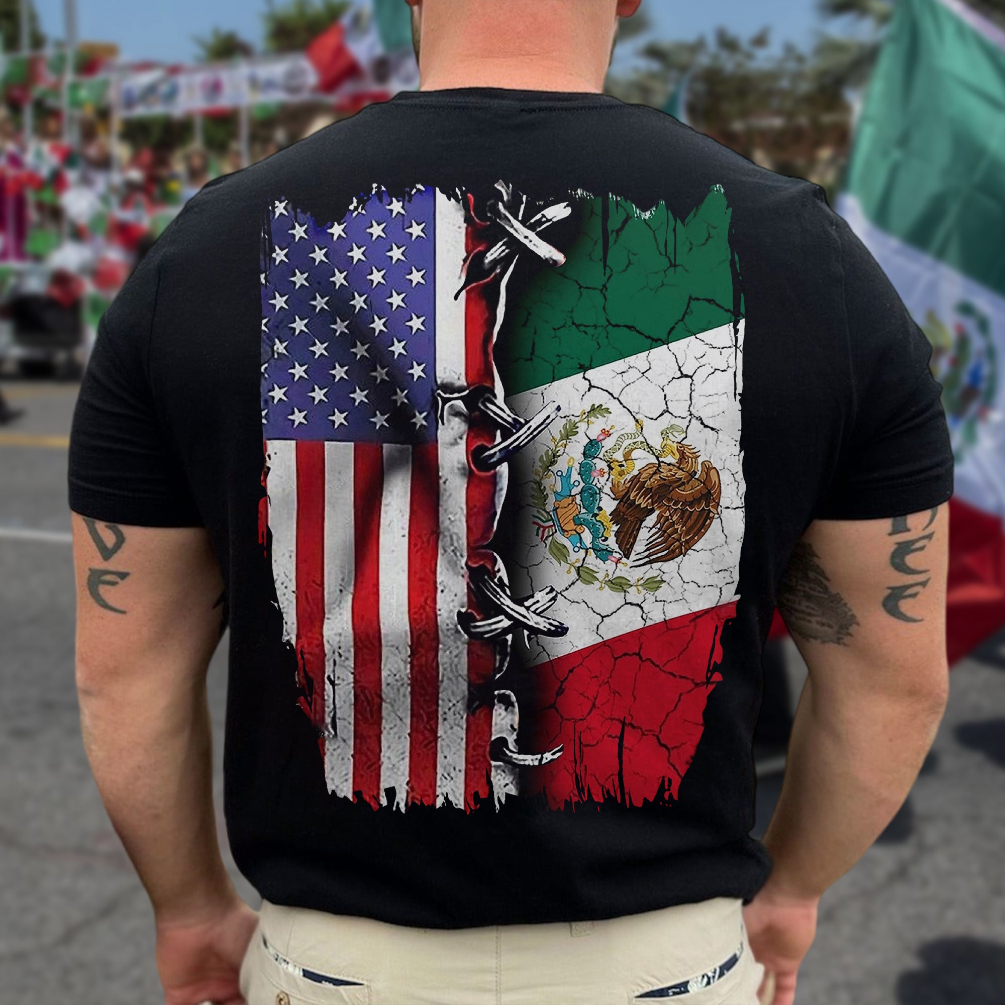 Proud Mexican And American Flag Back Shirt HA75 63328