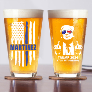 Police For President Donald Trump 2024 Middle Finger Print Beer Glass HO82 62860