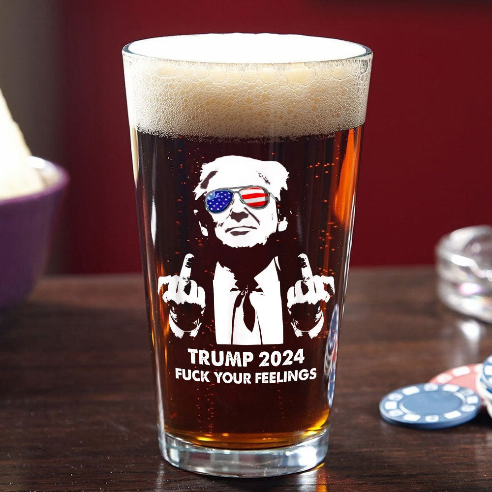 President Donald Trump 2024 Middle Finger Print Beer Glass HO82 62598