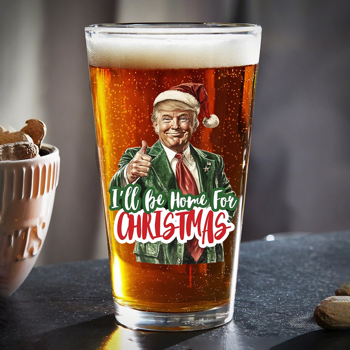 I'll Be Home for Christmas, Christmas Donald Trump Beer Glass HA75 63774