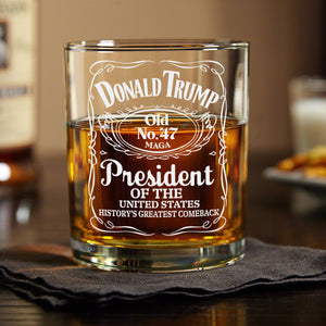 Donald Trump History’s Greatest Comeback President Of United States Old No. 47 Rock Glass HO82 65288