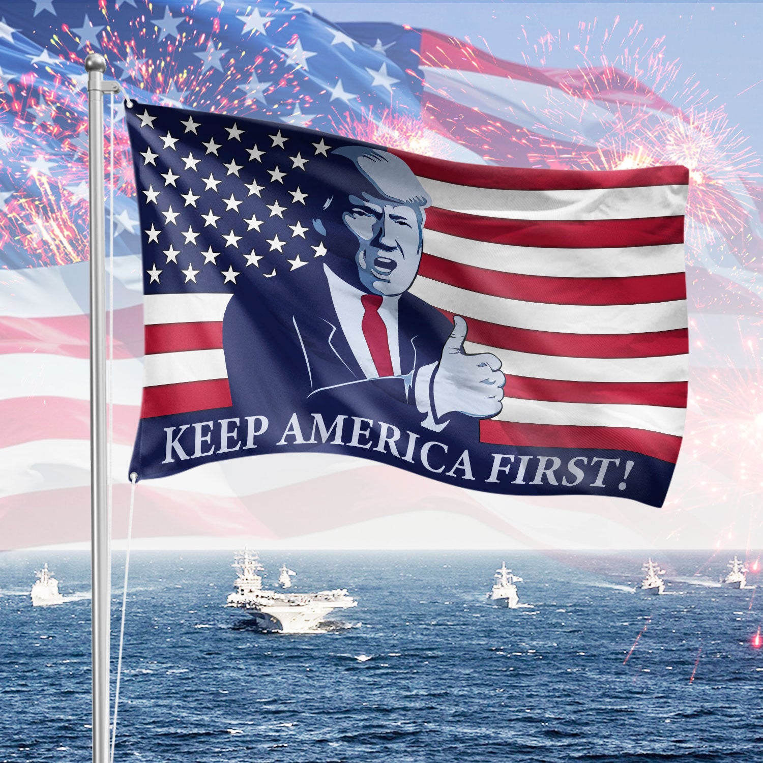 Homissor Keep America First Donald Trump 2024 Flag TA29 62526