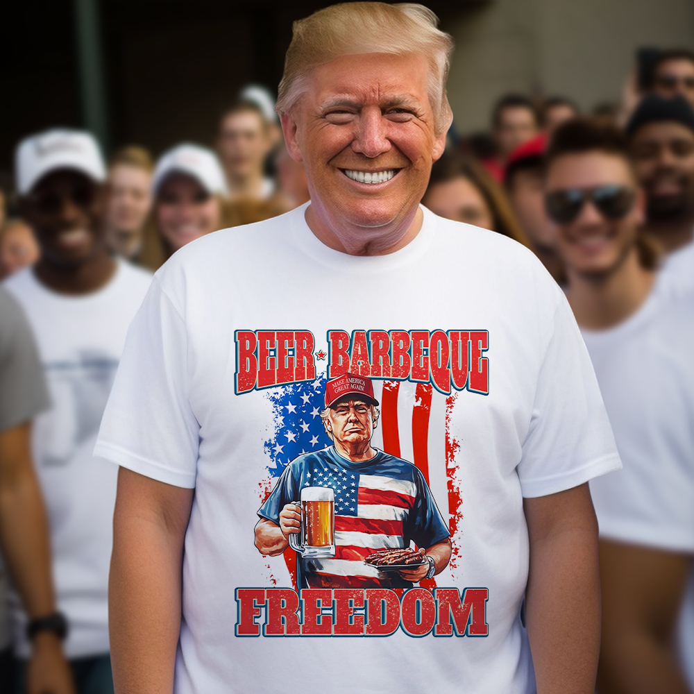 President Trump 4th of July Beer Barbeque Freedom Bright Shirt LM32 65359