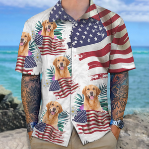 Custom Photo With America Flag For Dog Lover Hawaii Shirt TH10 63297