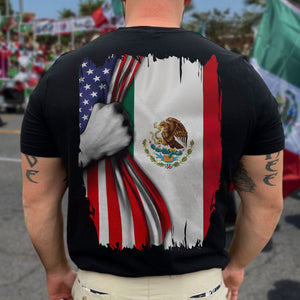 Mexican Roots With American Flag Back Shirt HA75 63326