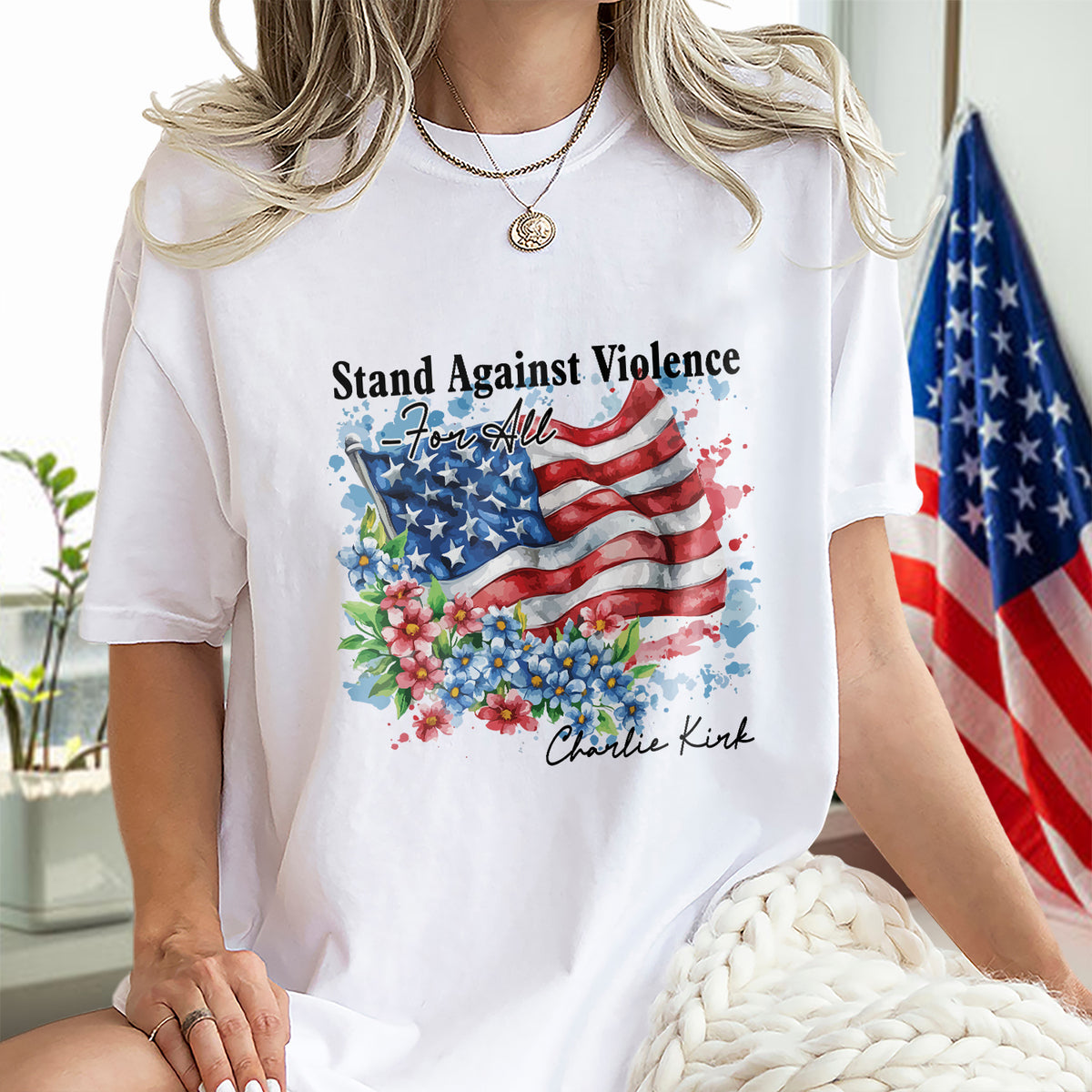 Charlie Kirk - Stand Against Violence Famous Quote Bright Shirt LM32 65519