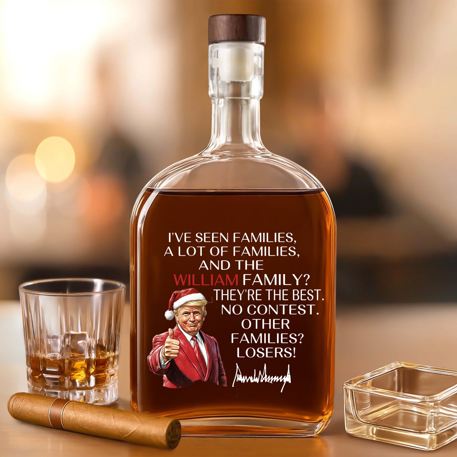 Personalized Gift Funny Trump Christmas I've Seen Families Whiskey Bottle LM32 65825