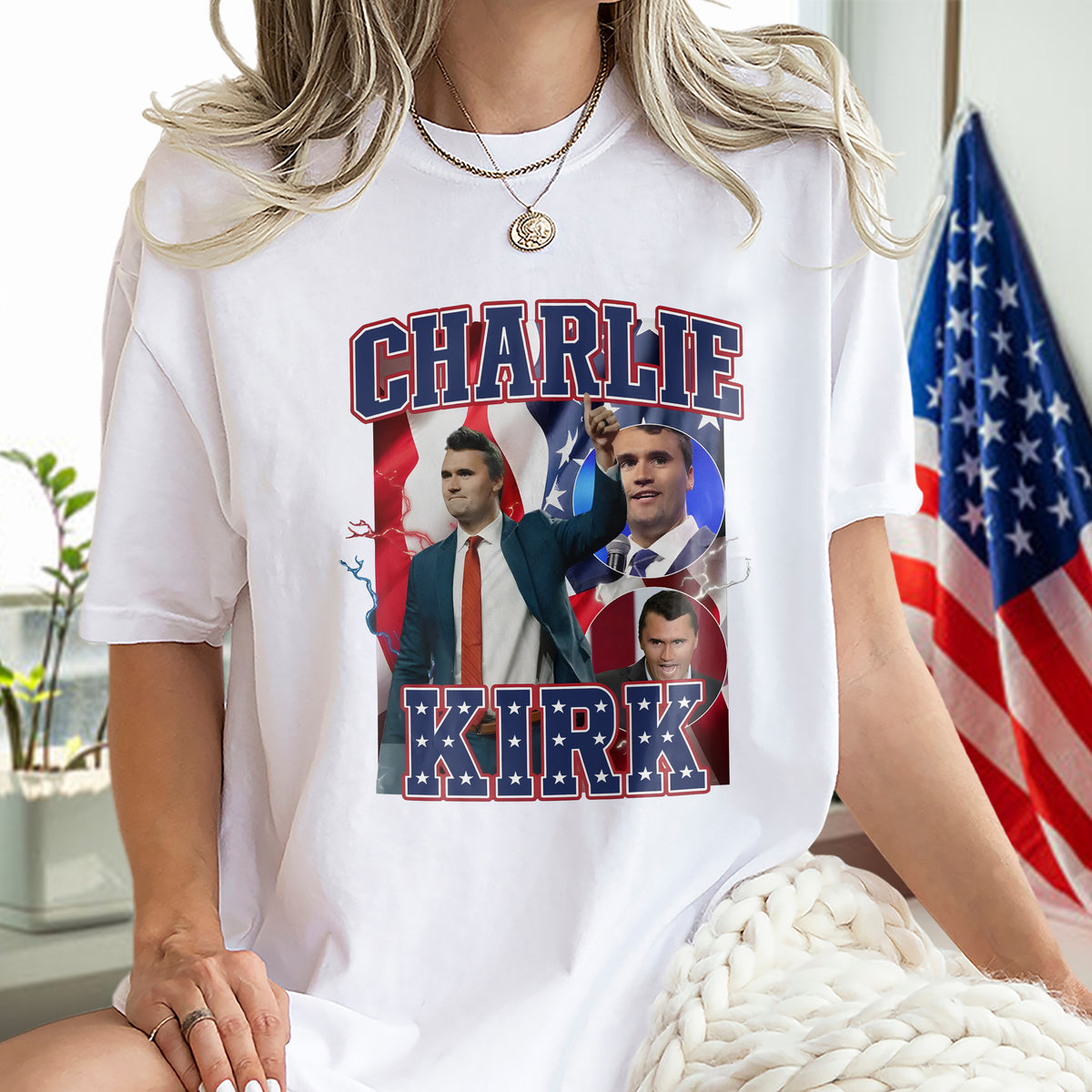 Patriotic Tribute to Charlie Kirk Memorial Bright Shirt LM32 65611