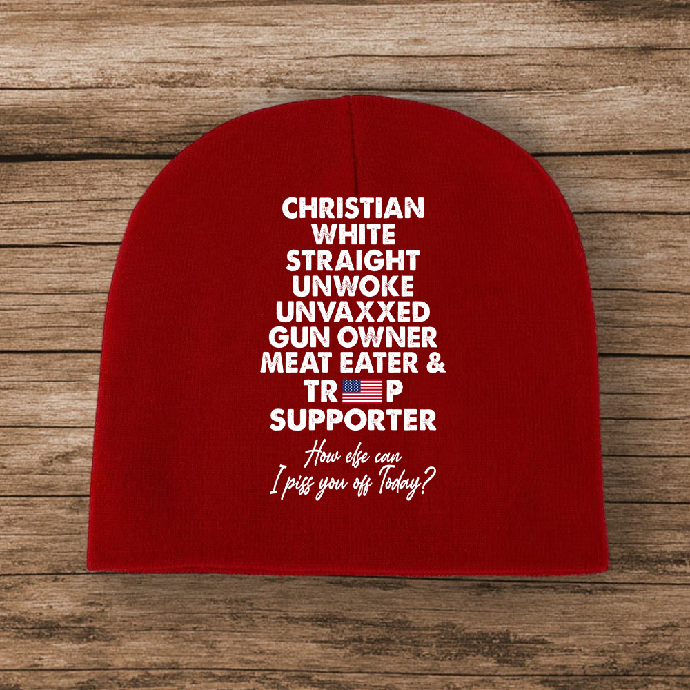 Trump Supporter Christian White Straight Un**ke Un**xxed Short Beanie Hat TH10 63327